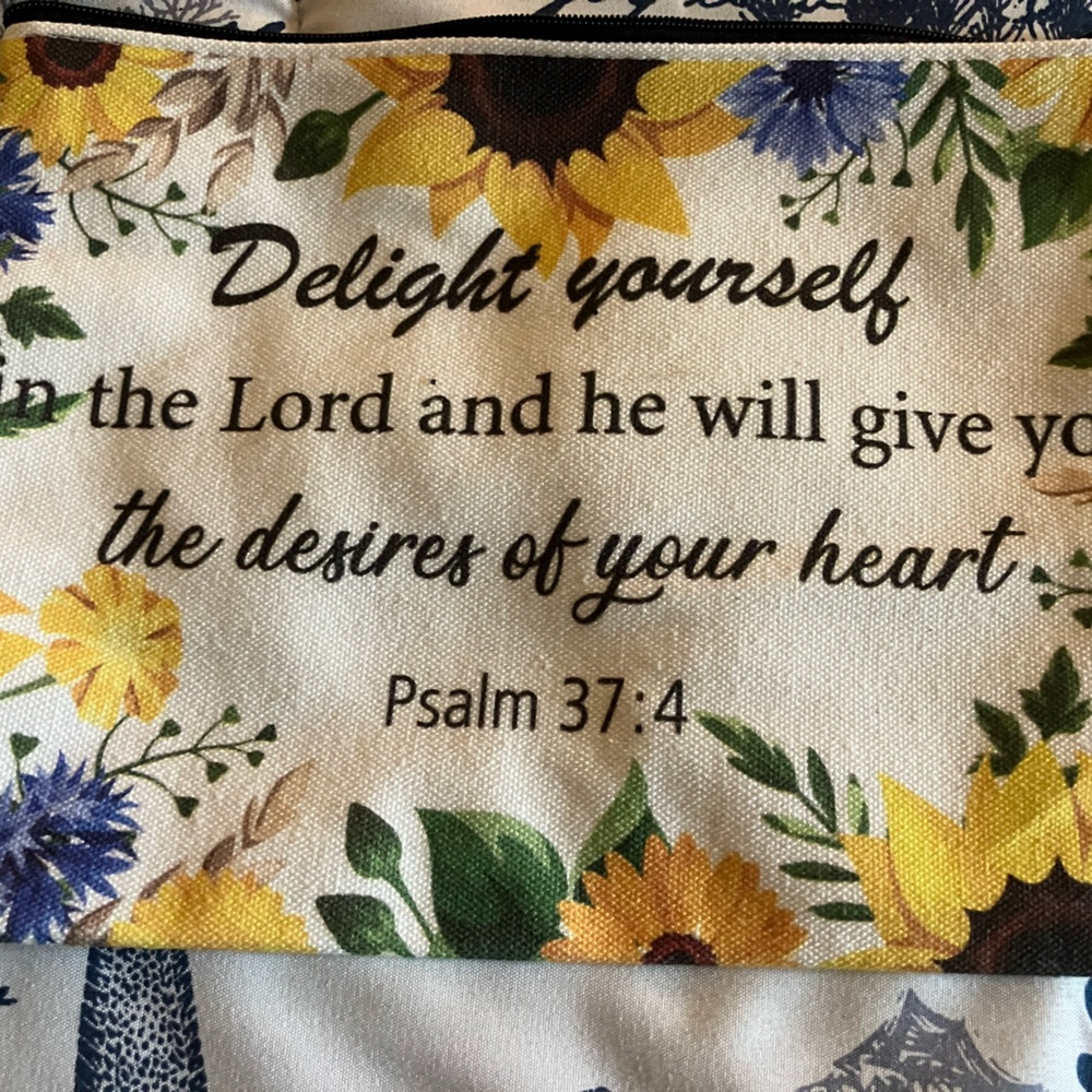 Floral Psalm 37:4 Pouch